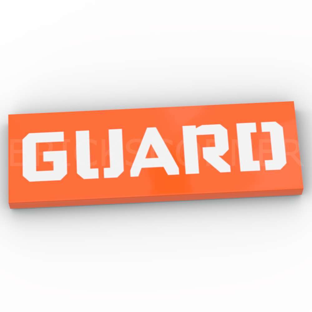 LEGO® Tuile Décorée 2 x 6 "GUARD" - 69729pb224 - Orange Rougeâtre