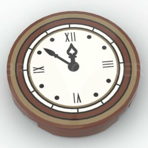 LEGO® Tuile Ronde Décorée 2 x 2 Horloge avec Chiffres Romains - 14769pb0133 - Brun
