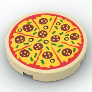 LEGO® Tuile Ronde Décorée 2 x 2 Pizza - 14769pb0160 - Beige