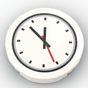 LEGO® Tuile Ronde Décorée 2 x 2 Horloge / Montre - 14769pb0356 - Blanc