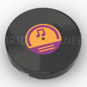 LEGO® Tuile Ronde Décorée 2 x 2 motif Disque / Vinyl - 14769pb0571 - Noir