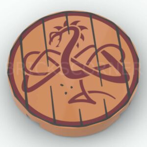 LEGO® Tuile Ronde Décorée 2 x 2 motif de Dragon Viking - 14769pb0640 - Nougat Moyen
